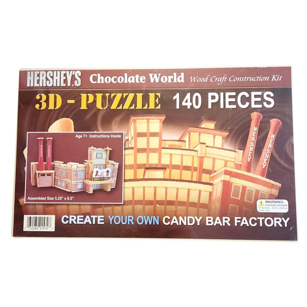 Hershey's Chocolate World Wood Craft 3-D Puzzle Kit CANDY BAR FACTORY 140 Pcs.